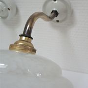 Pair of porcelain sconces brass glass of clchy white art deco