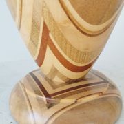 Vintage Handcrafted Wooden Vase: Unique Woodturning Sculpture, Dried Flower