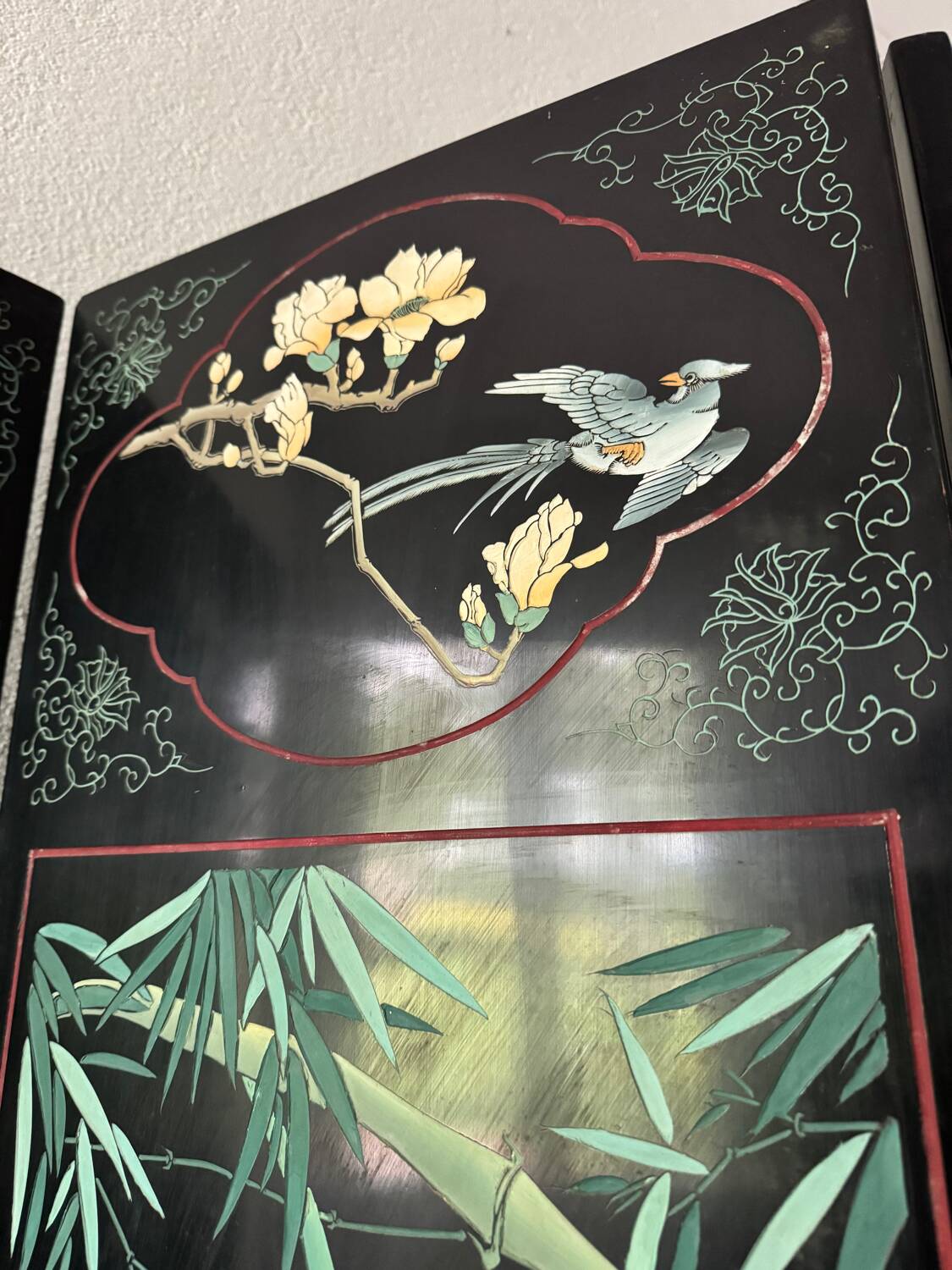 Antique Chinese lacquer screen