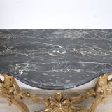 Giltwood antique console table with marble top, Italy 18th century