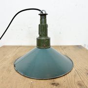 Industrial petrol enamel military pendant lamp with cast aluminium top, 1960s