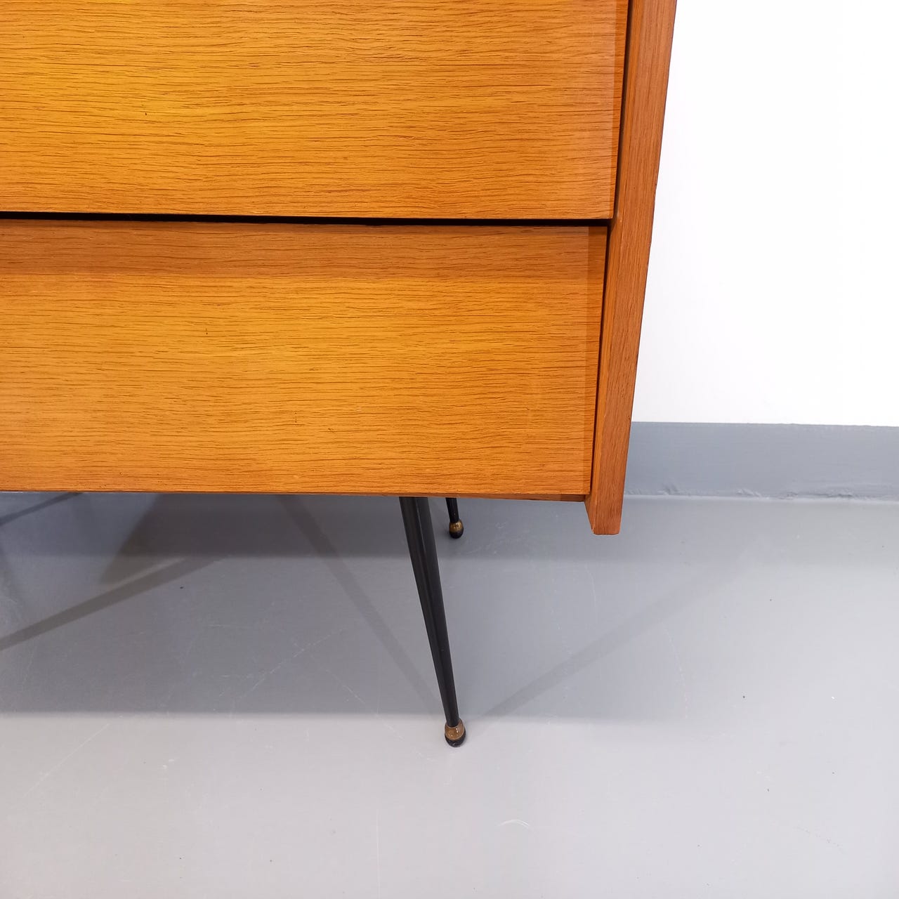 Wooden and black metal chest of drawers from the 50/60s