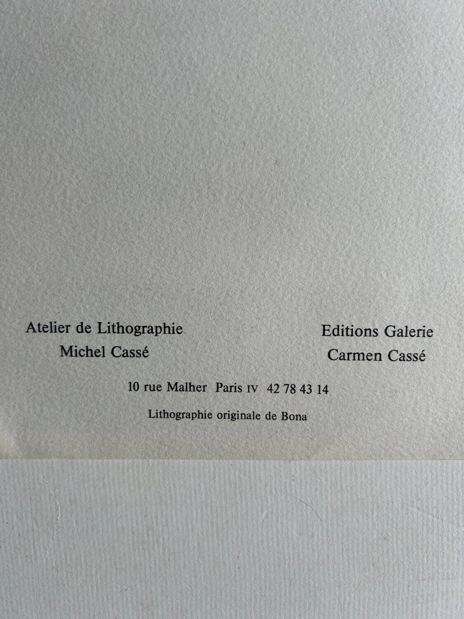Original lithograph by Bona, 1990, printed by Michel Cassé.