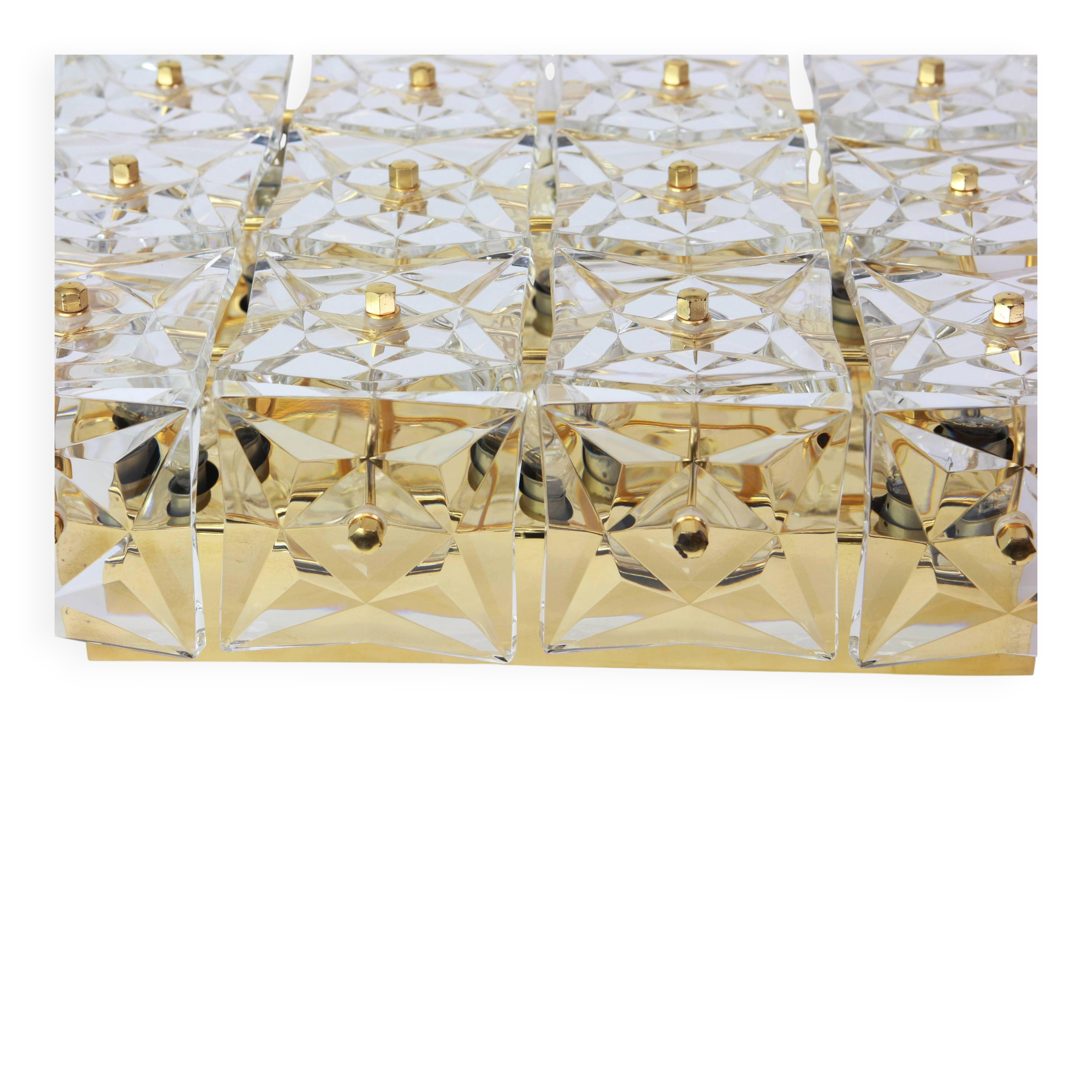 Large faceted crystal ceiling light by Kinkeldey, Germany, 1970s.