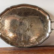 Large silver-plated serving tray, late 19th century.