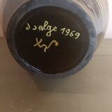 Large glazed terracotta pitcher with floral decoration