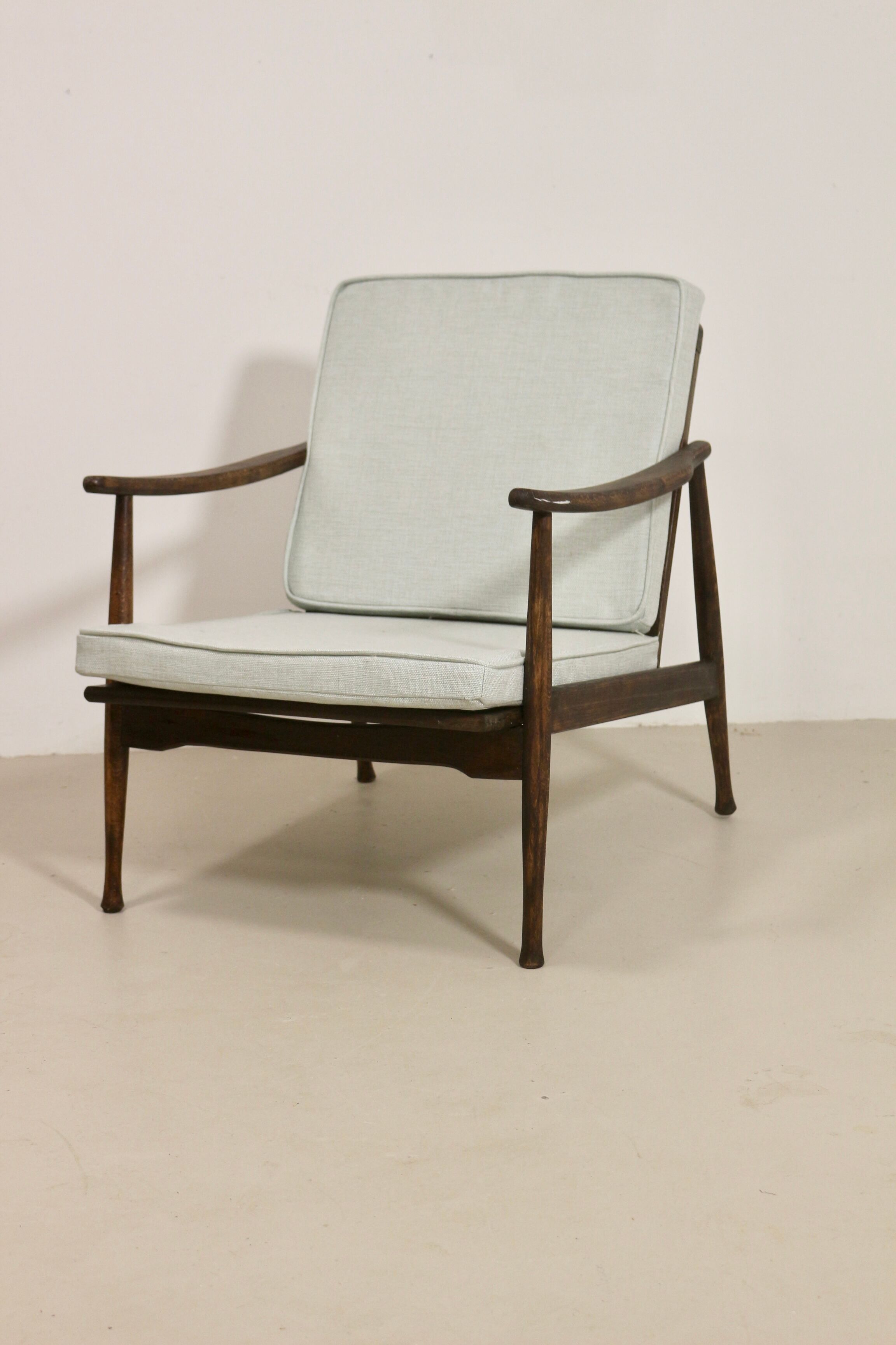 Scandinavian armchair 1960 curved armrests