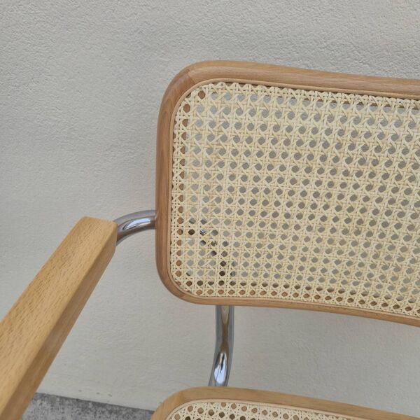 Fauteuil style breuer en cannage d'origine vintage