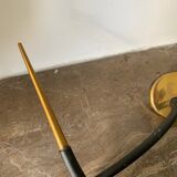 Opaline brass symmetrical and black horn-shaped laqué tube sconces