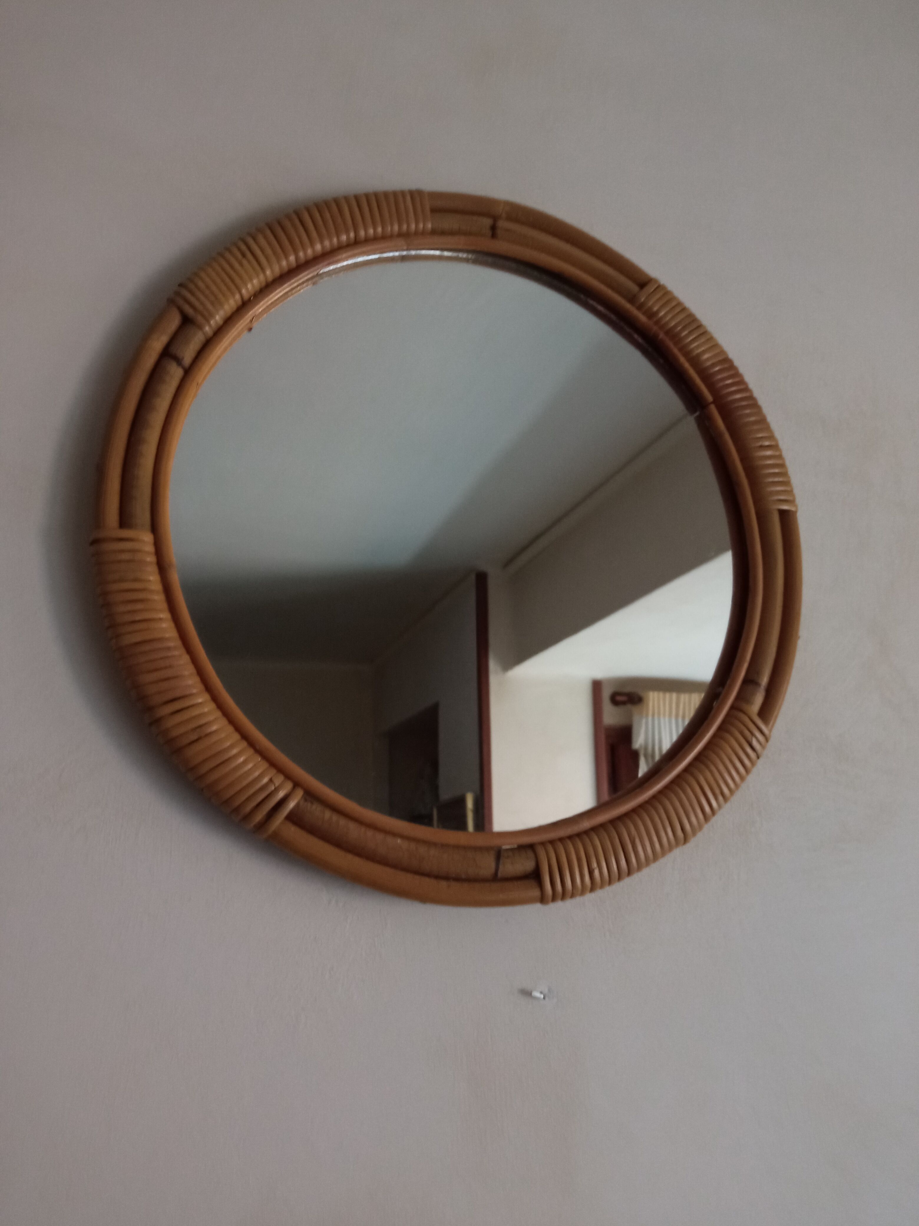 Vintage bamboo mirror 46cm