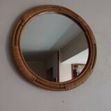 Vintage bamboo mirror 46cm