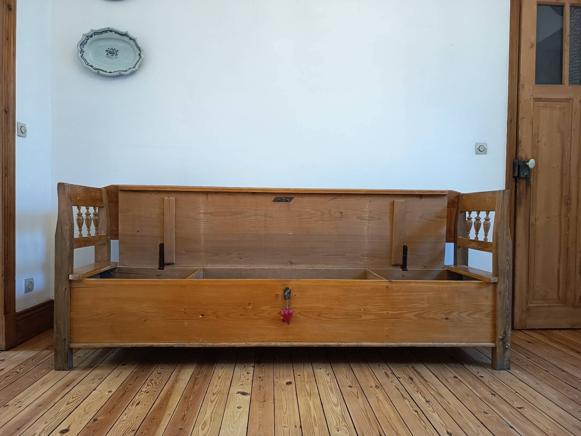 Hungarian bank-safe 2.17 m. Carved solid pine. Early 20th century.