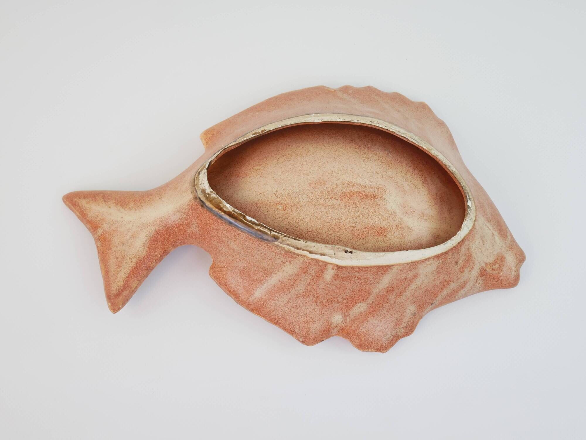 Plat poisson vintage en céramique de couleur terracotta