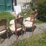 6 Louis XV style upholstery and cane chairs