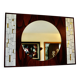 Vintage rosewood and ceramic mirror by berthold muller 1950
