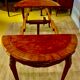Round table style louis xv, marquetry of rosewood, possibility of extensions.