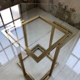 Table octogonale en verre et laiton années 70