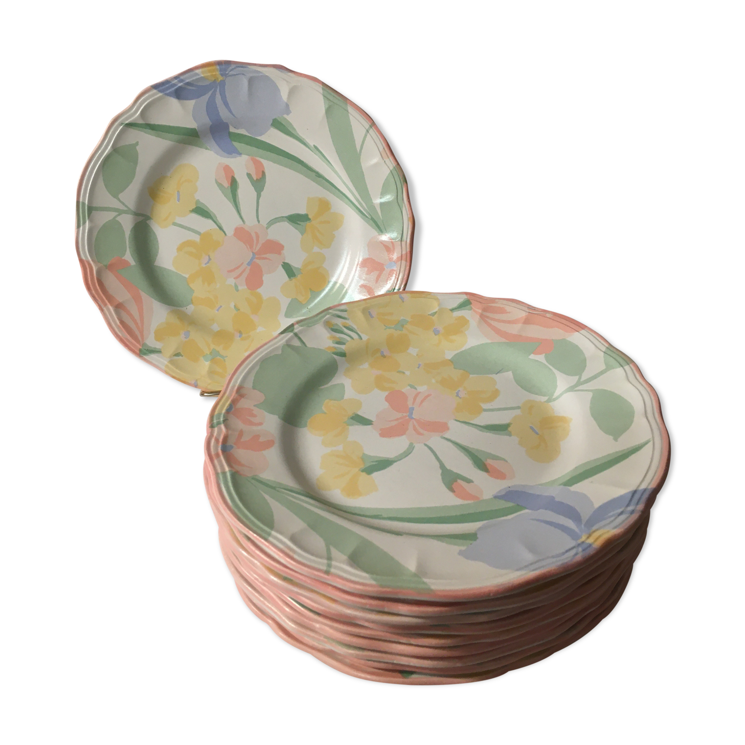 10 dessert plates made of earthenware Salins the baths