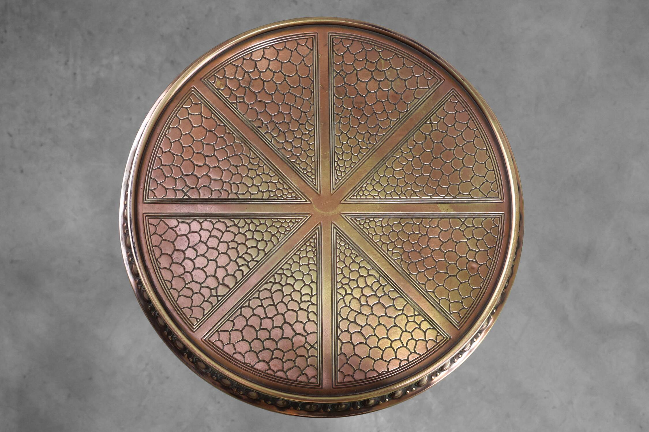 Art Deco Side Table by Daalderop in Red and Yellow Copper, The Netherlands