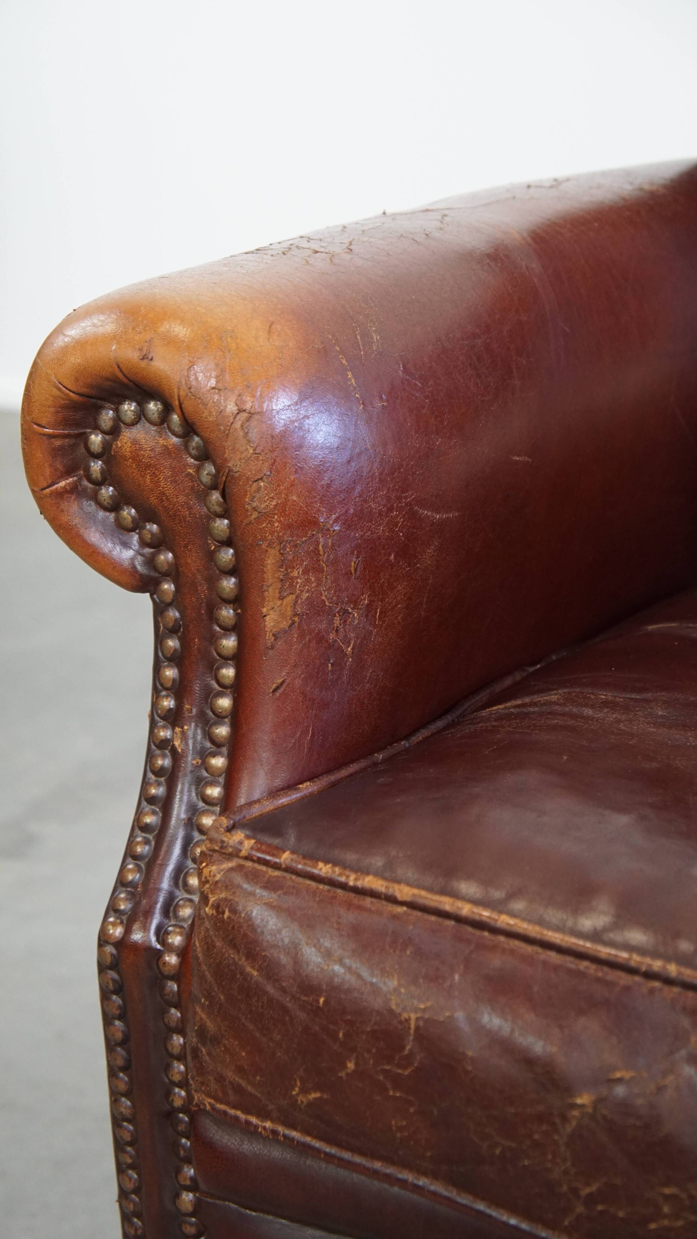 Vintage Sheepskin Leather Armchair