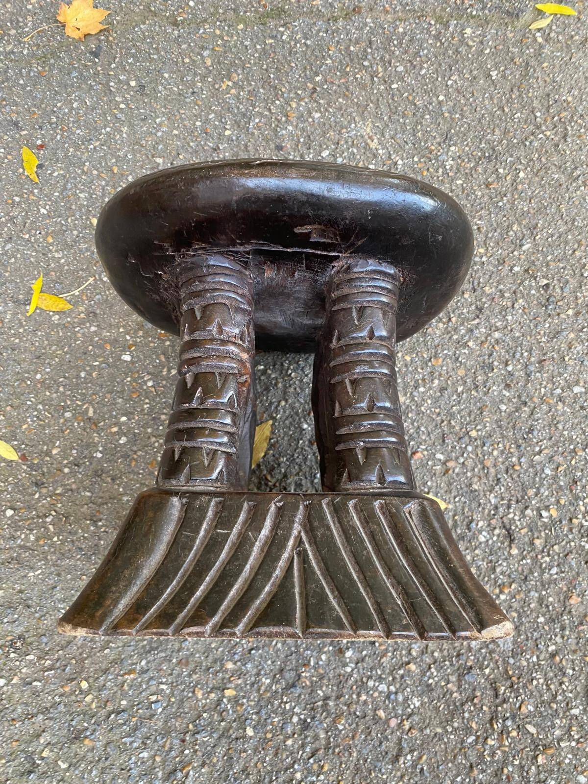 Bamileke African stool from Cameroon, carved in solid wood