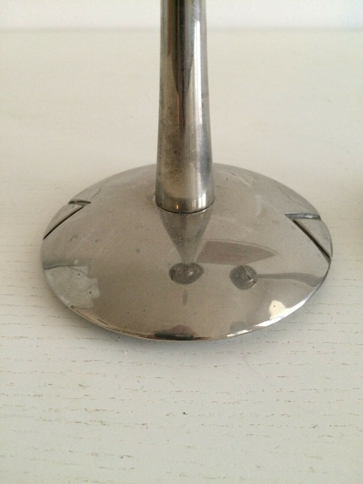 Pair of silver style Deco candlesticks