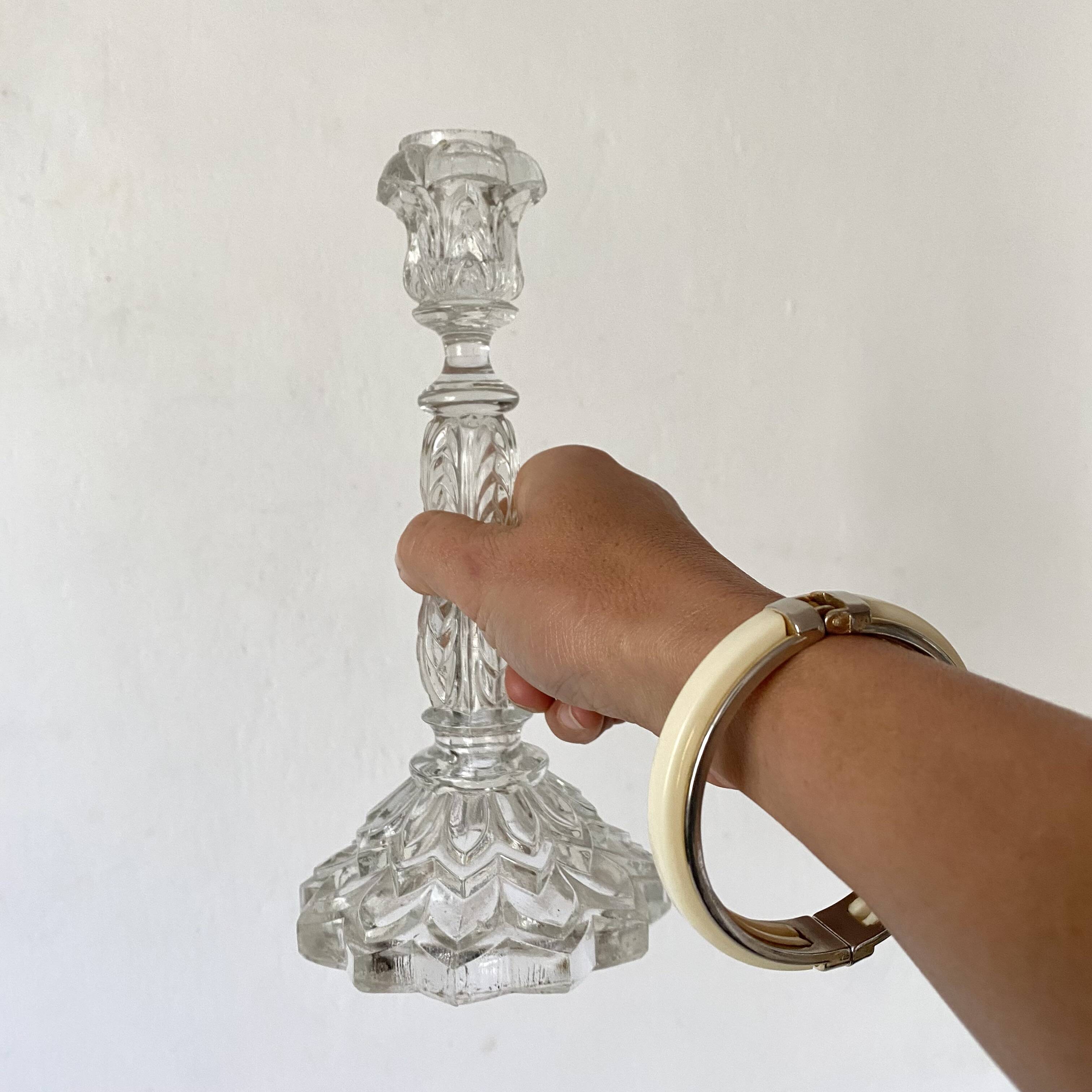 Molded glass candle holder 24 cm