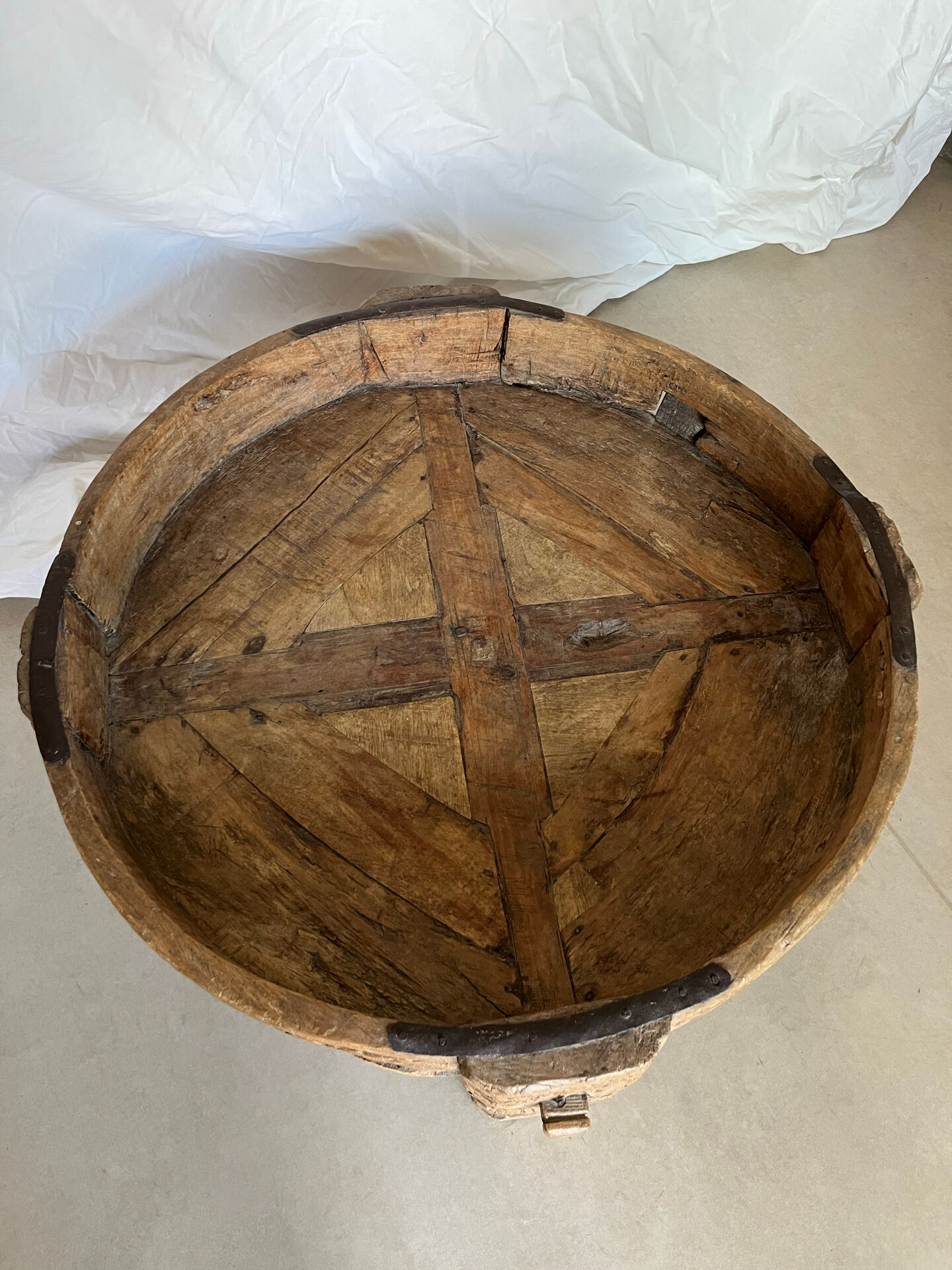 Indian Low Table Chakki Antique Solid Wood