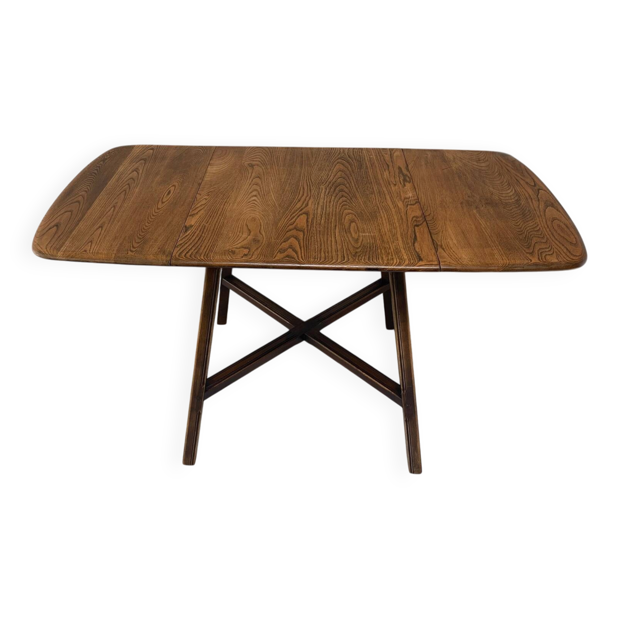 Ercol Old Colonial 377 Drop Leaf Dining Table Solid Elm Blue Label 1950s