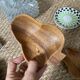 Trio of exotic wooden cups in the shape of beans and vintage clovers