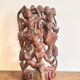 Ancient Carved Wall Panel Deity Wood Thailand Burma Myanmar