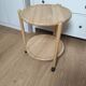 Vintage round service with foldable honey wooden wheels with 2 retractable trays (1 turn)