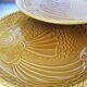Lot de 6 assiettes poisson Gien céramique ocre ambré années 1960