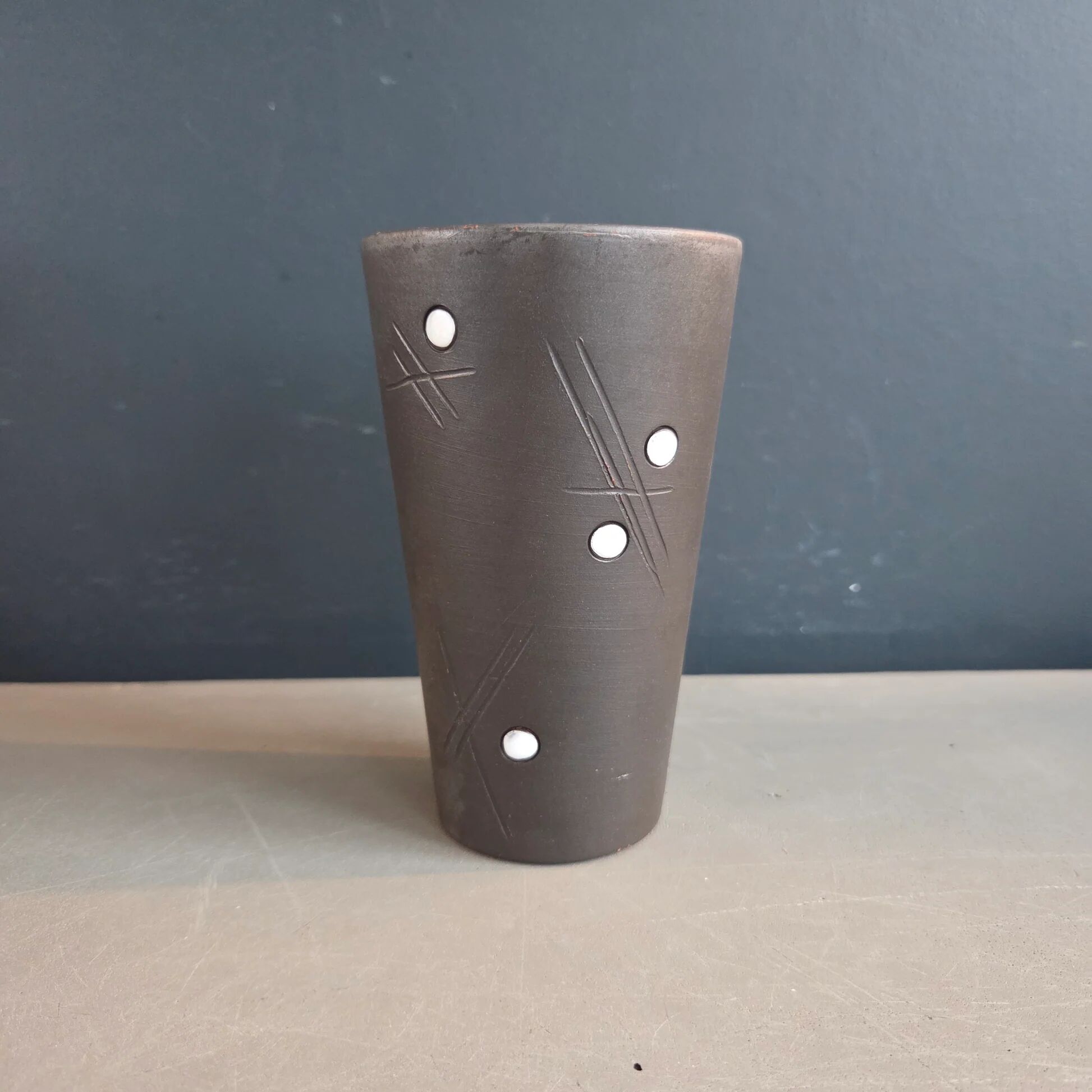 Matte brown handmade ceramic cup