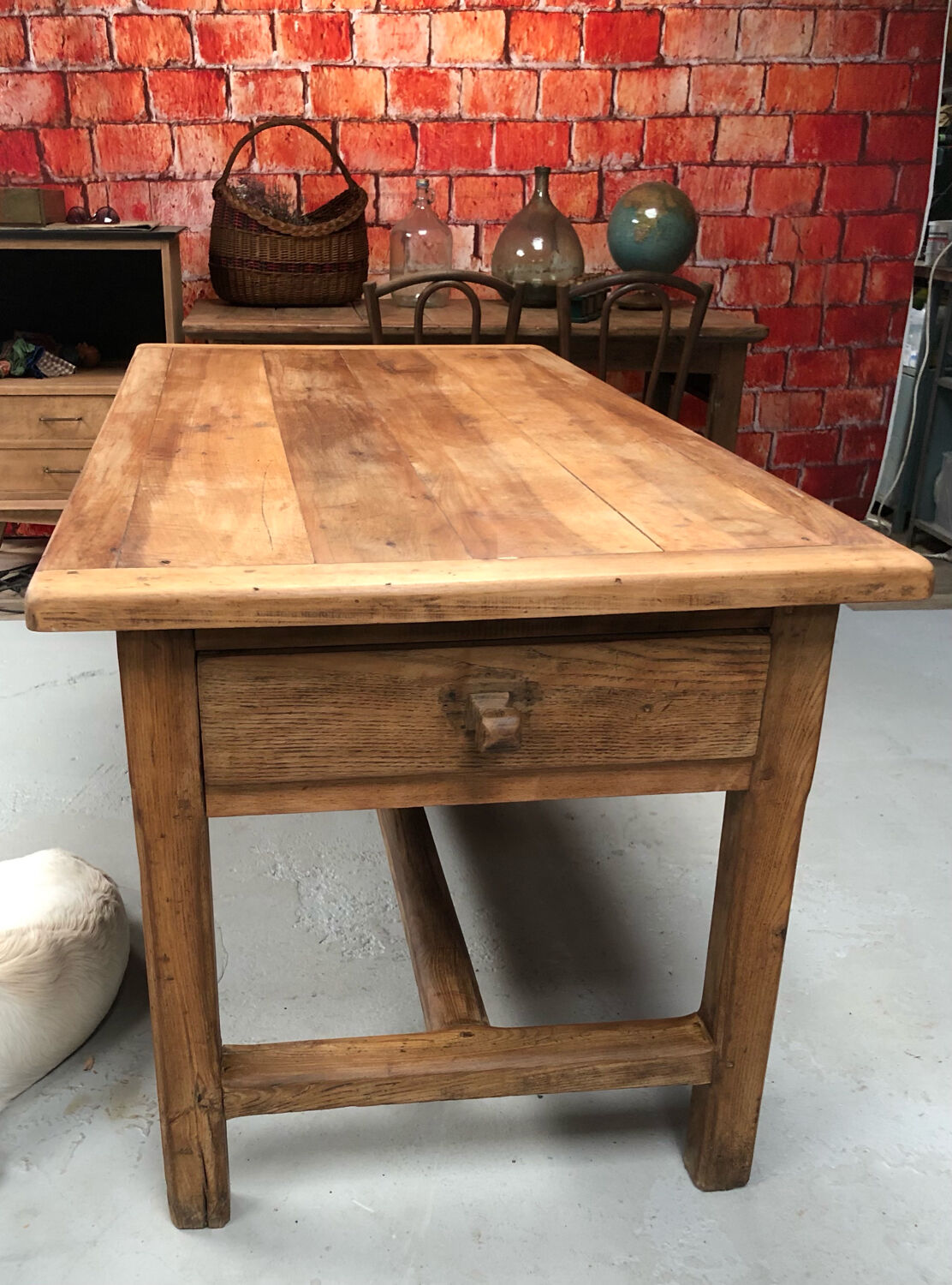 Large oak bakery table