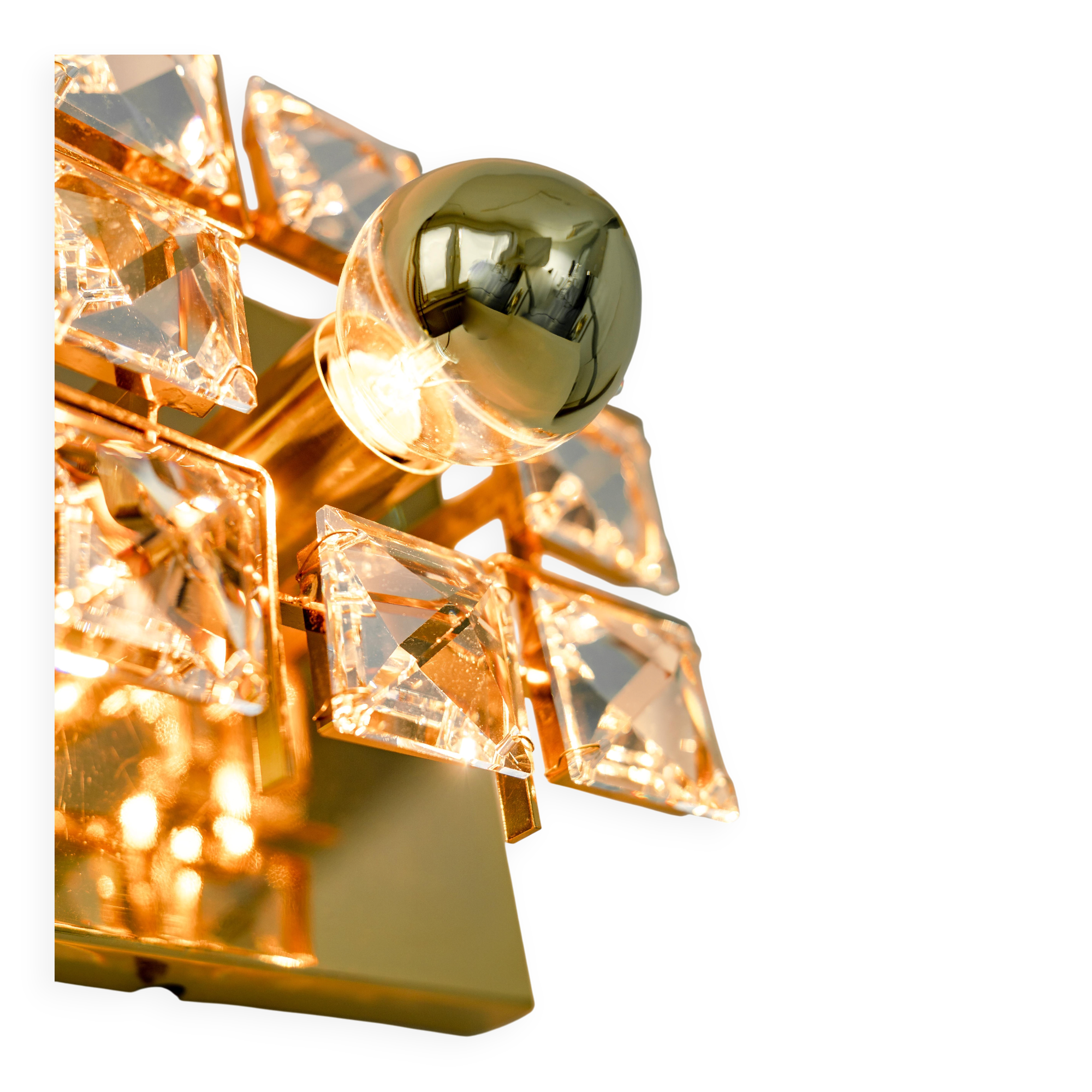 Golden Brass Wall Sconce in the Shape of a Flower by Palwa, Germany, 1970s