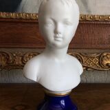 Small biscuit bust with blue base