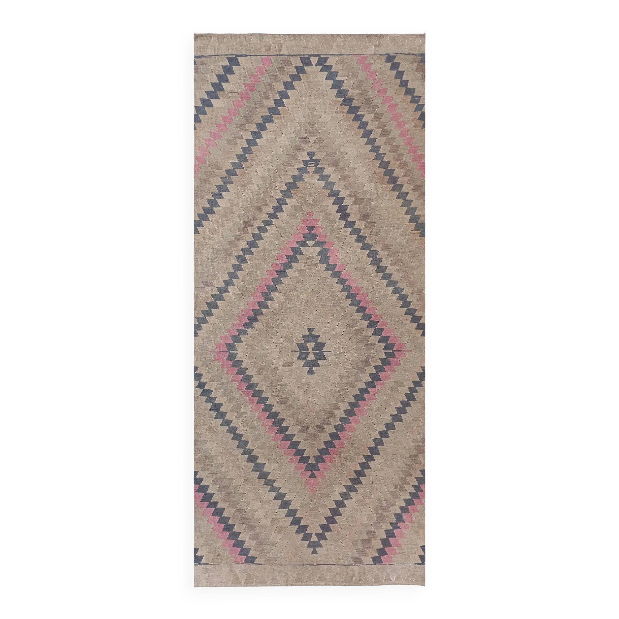 Vintage Turkish kilim, handwoven, 150x350 cm.