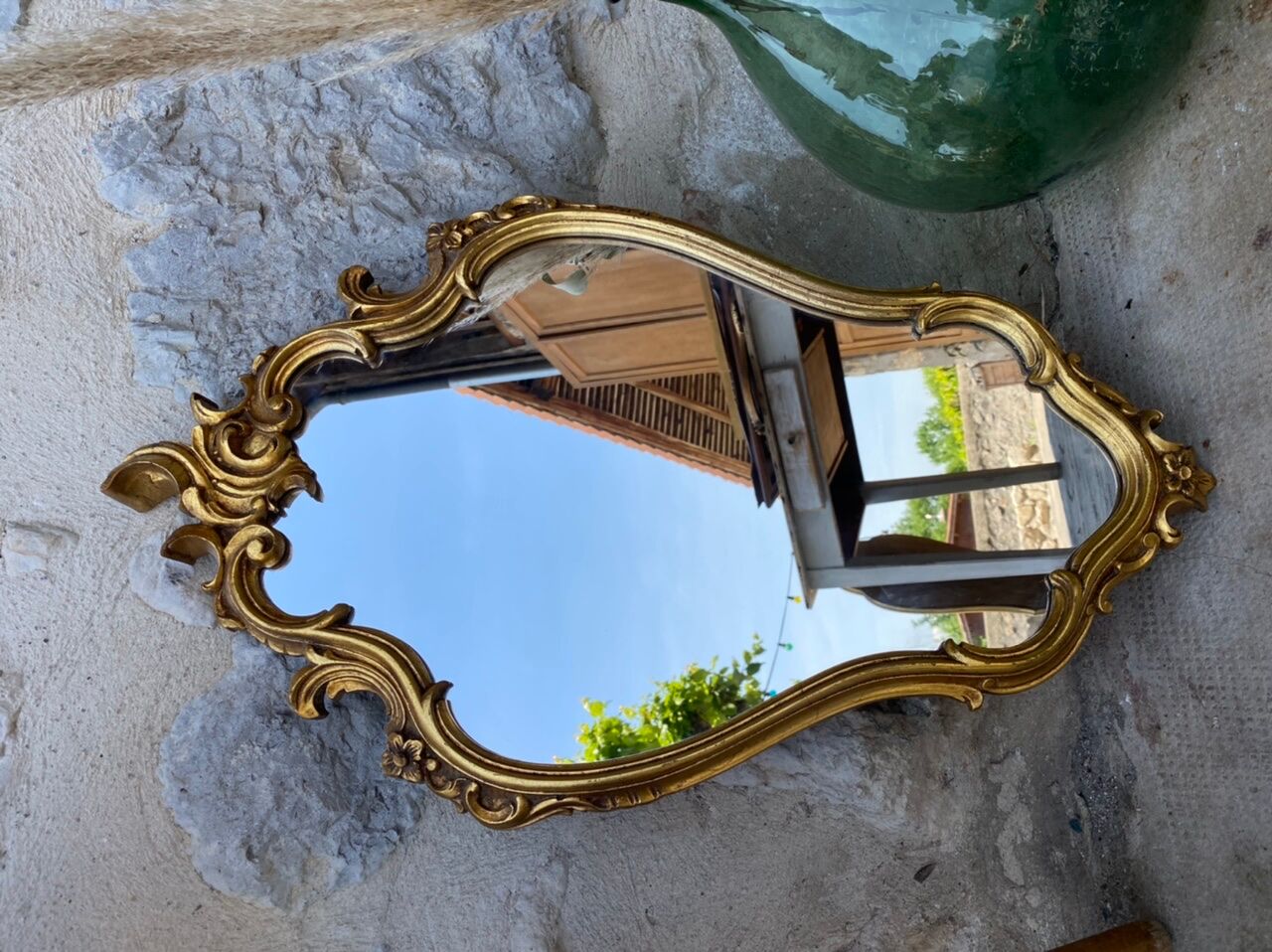 Golden baroque mirror 70x41cm