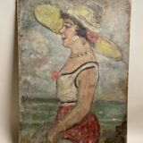The bather in the yellow hat
