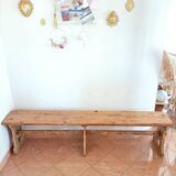 Large old oak farm bench with heart decor