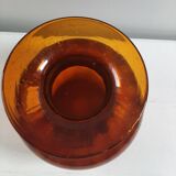 Orange vase in bubbled glass