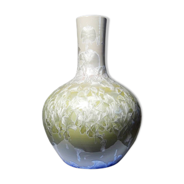 Large globular vase porcelain crystal glazes Jingdezhen Zhi vintage