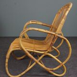 Unique Dutch design rattan armchair, 1950s