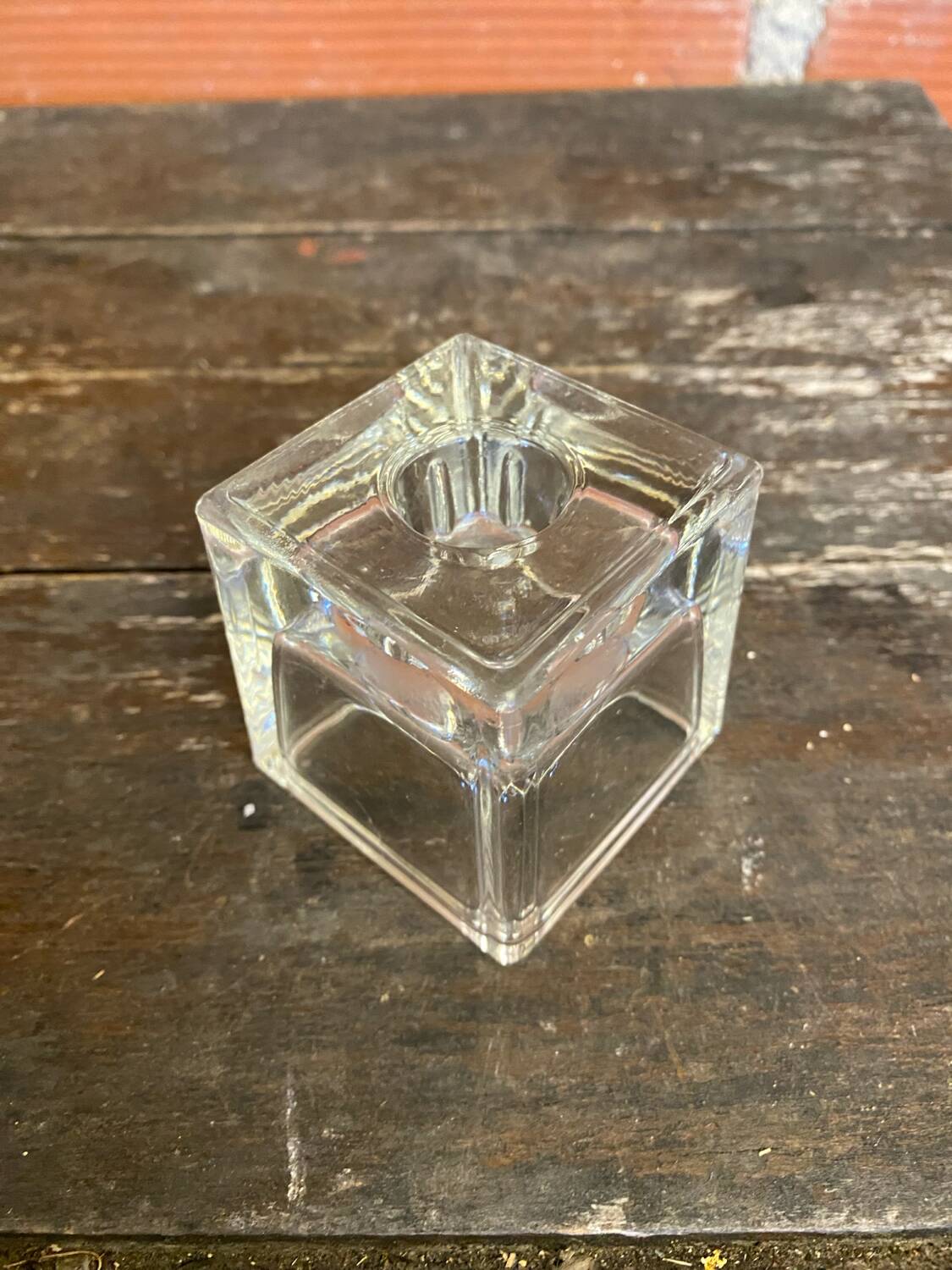 Vintage 1970s Dansk Ice Cube Design Glass Candle Holder