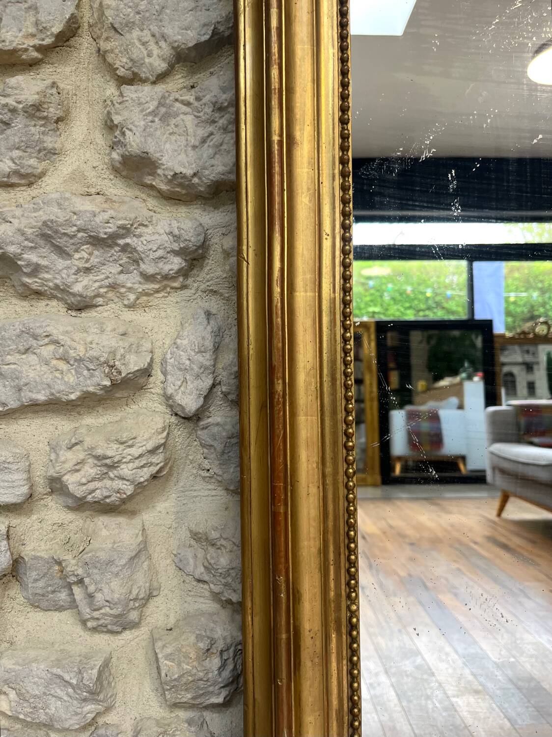 Antique Louis Philippe mirror gilded with gold leaf 146.5cm/98.5cm