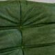 Togo chaise lounge in green leather attributed to Michel Ducaroy for Ligne Roset, 1974