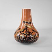 Lacquered vase with Japanese floral motifs, circa 1970