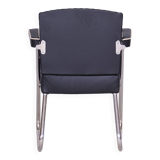 Fauteuil Bauhaus noir restauré, Mauser, Rohde, Chrome, Cuir, Allemagne, années 1930