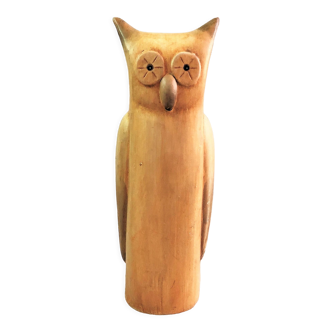 Statue hibou en terre cuite peinte poterie style shabby chic